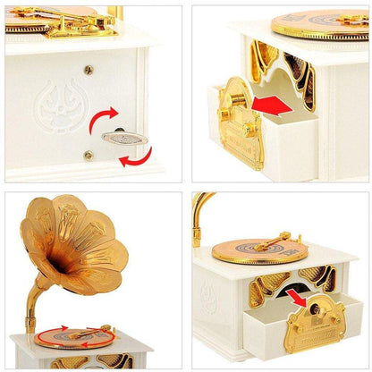 Vintage gramophone music box - 23 cm WHITE - Otloubnow