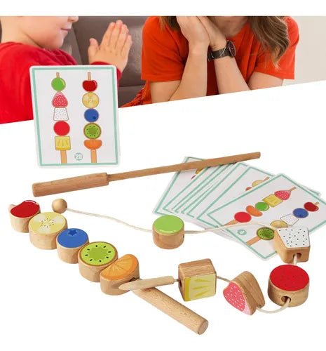 Wooden fruits threading and matching toy - Otloubnow