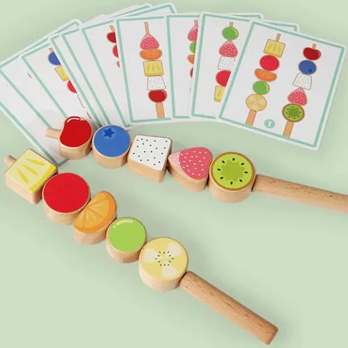 Wooden fruits threading and matching toy - Otloubnow