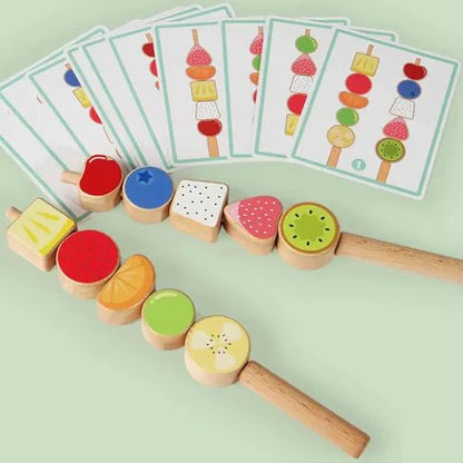 Wooden fruits threading and matching toy - Otloubnow