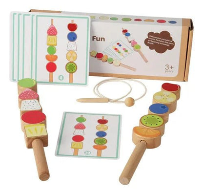 Wooden fruits threading and matching toy - Otloubnow
