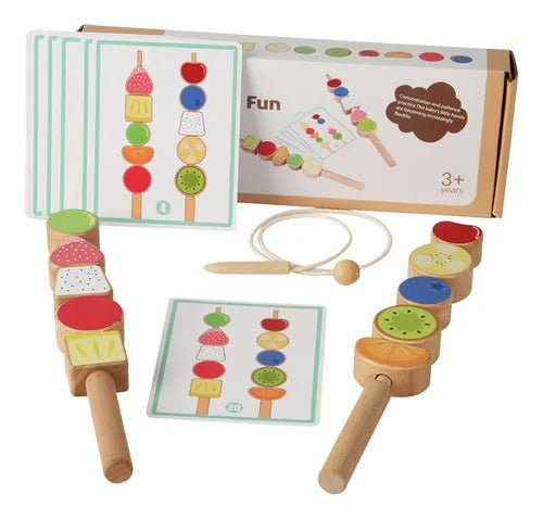Wooden fruits threading and matching toy - Otloubnow
