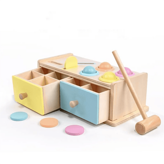 Wooden Montessori hammer and coin box - Otloubnow