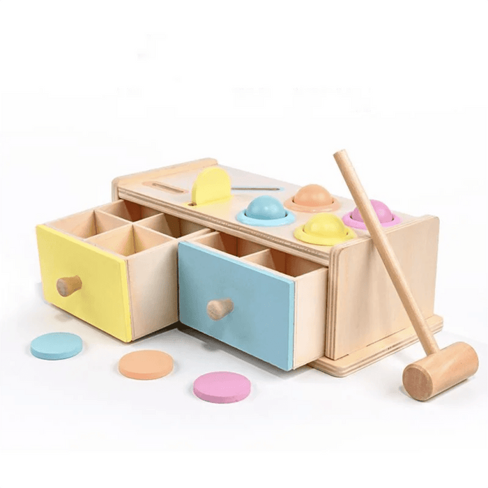Wooden Montessori hammer and coin box - Otloubnow