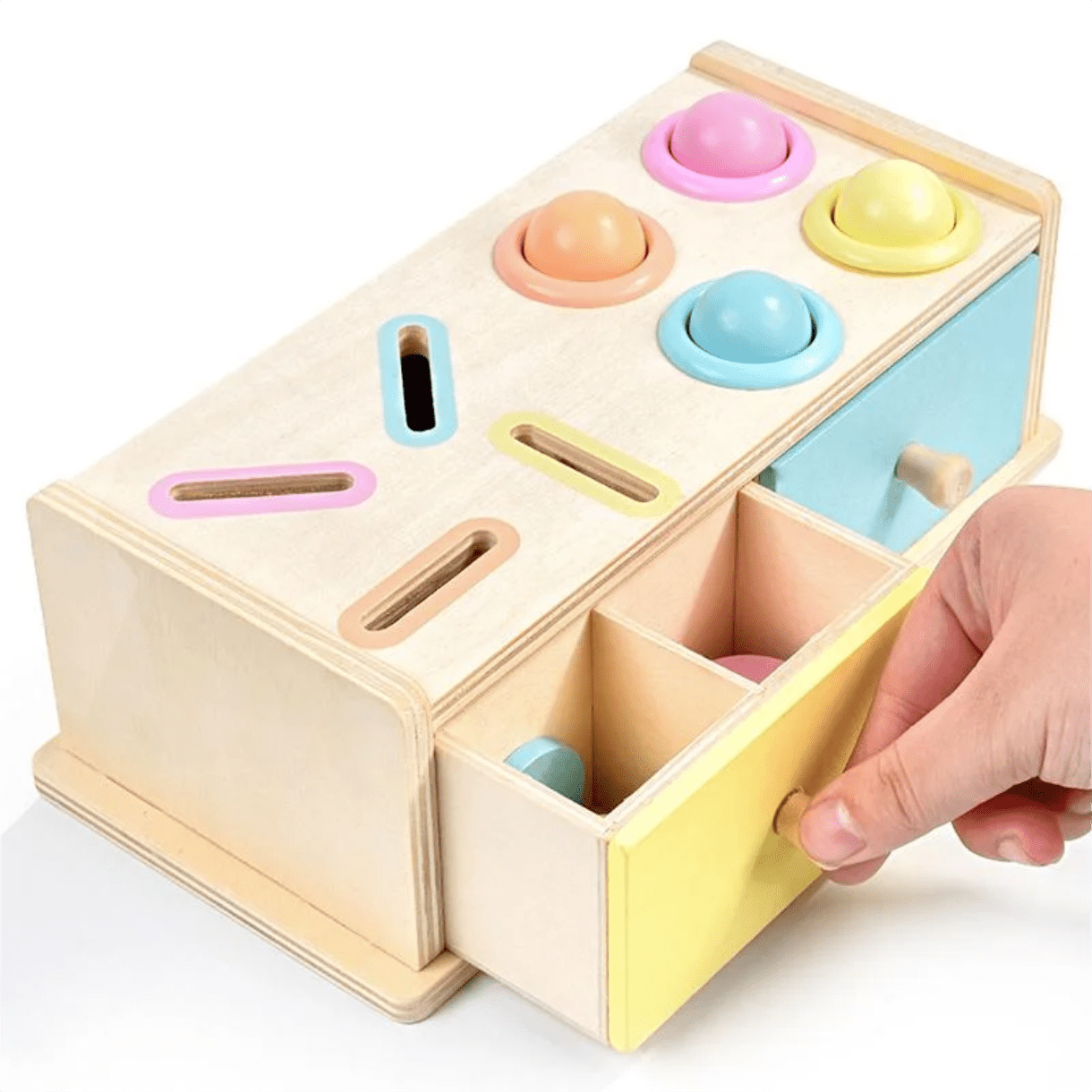 Wooden Montessori hammer and coin box - Otloubnow