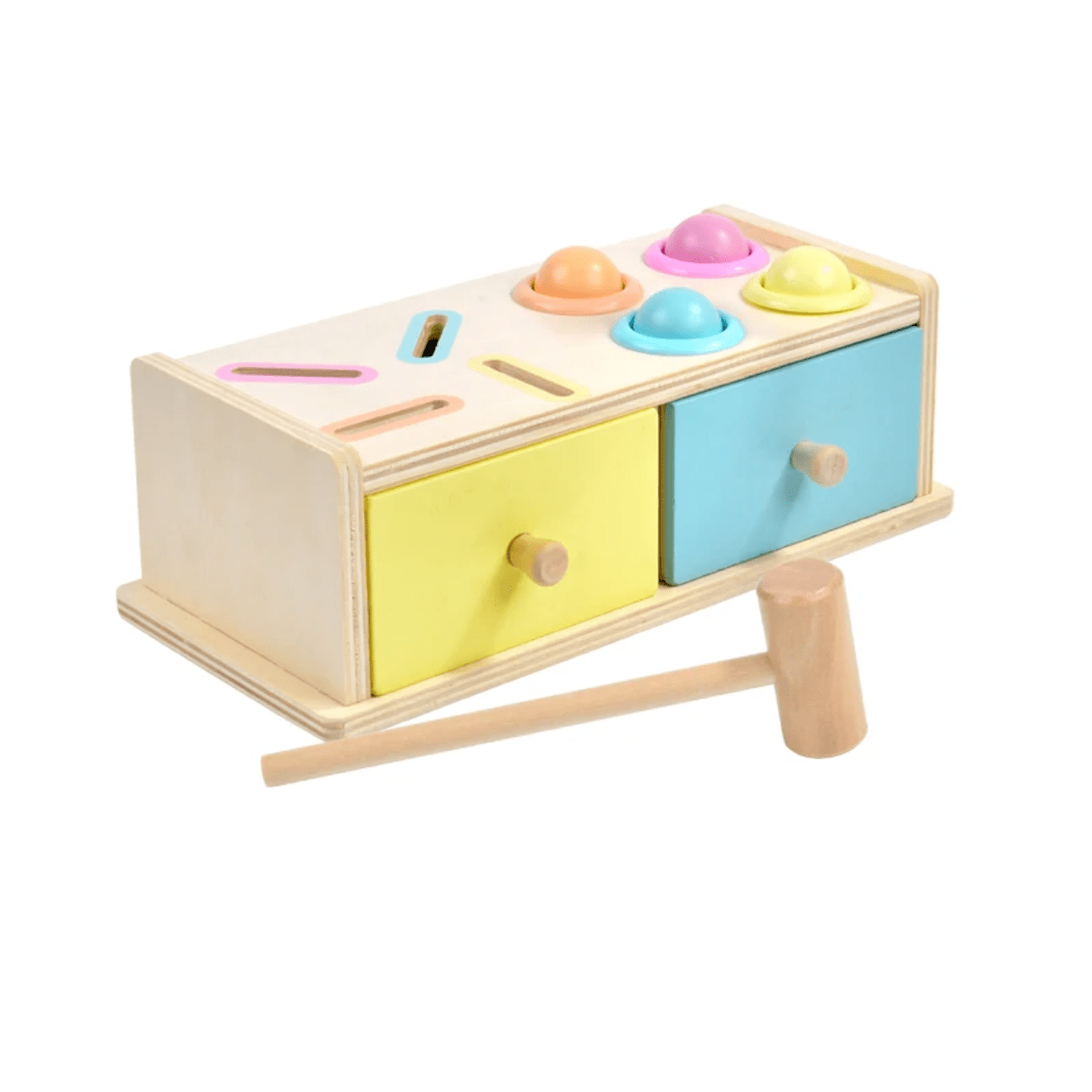 Wooden Montessori hammer and coin box - Otloubnow