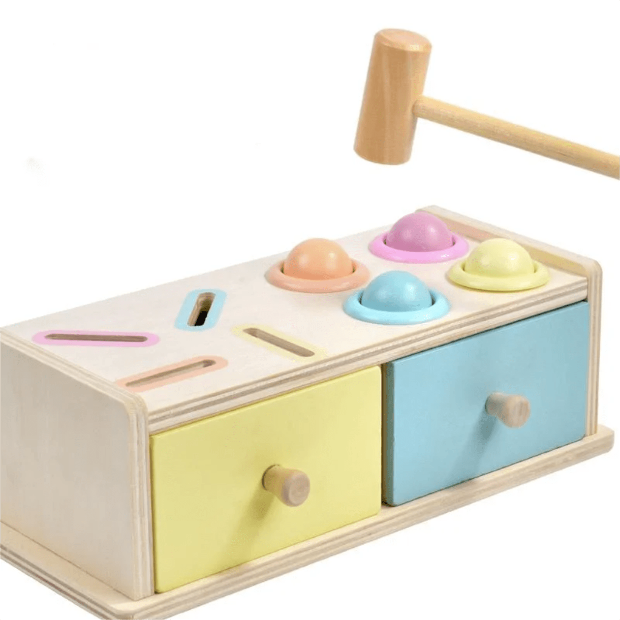 Wooden Montessori hammer and coin box - Otloubnow