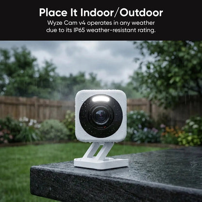 Wyze Cam v4 2.5K Outdoor Wired Security Camera with Night Vision, Spotlight, and Two - Way Audio - Otloubnow