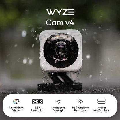 Wyze Cam v4 2.5K Outdoor Wired Security Camera with Night Vision, Spotlight, and Two - Way Audio - Otloubnow